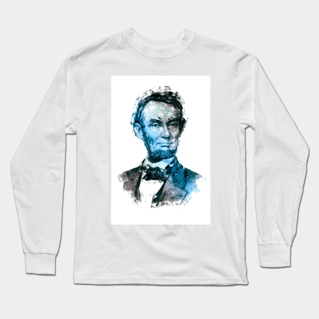 Abraham Lincoln the 16th American President Watercolor Portrait Long Sleeve T-Shirt by Naumovski
